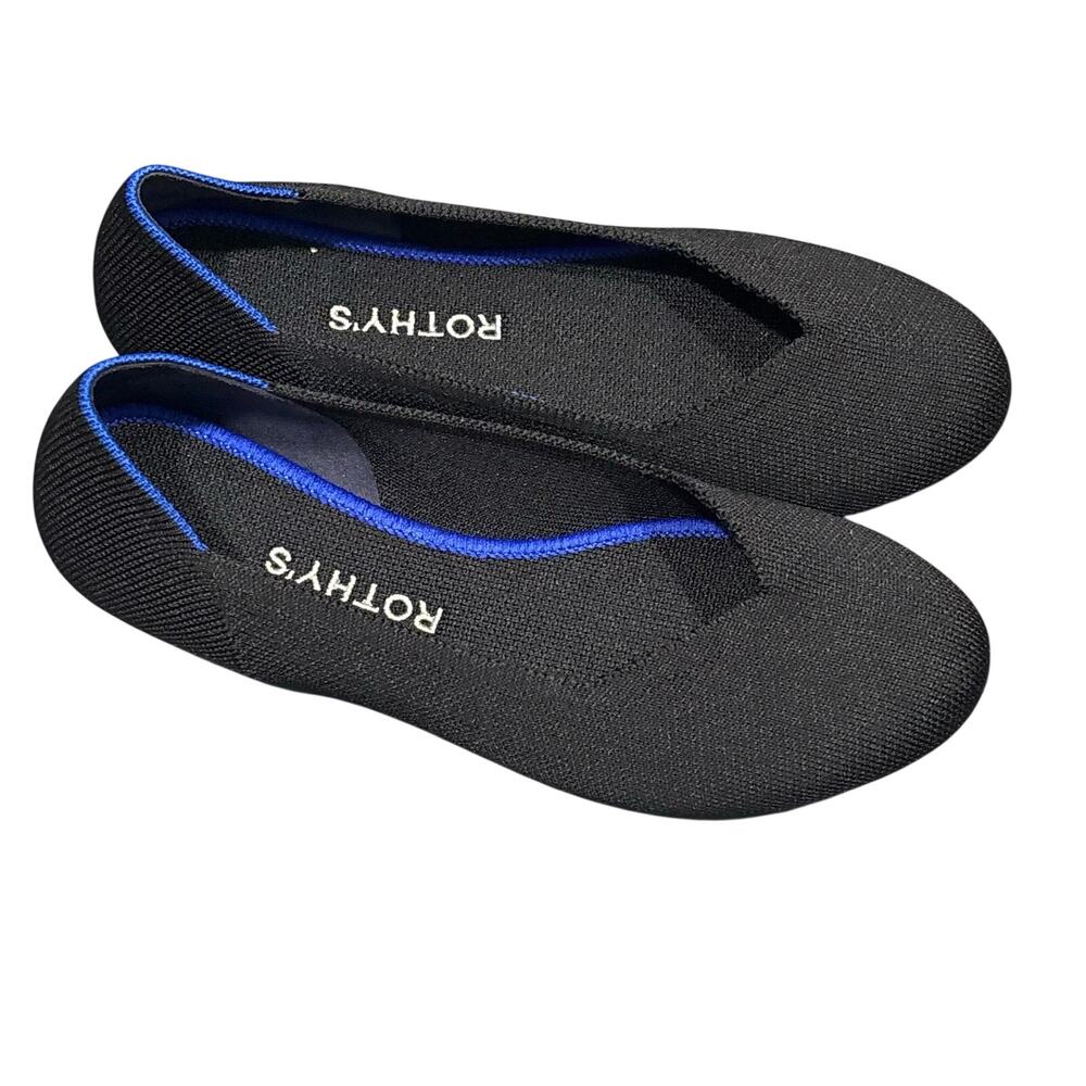 Rothy's Black Flats with Blue Trim